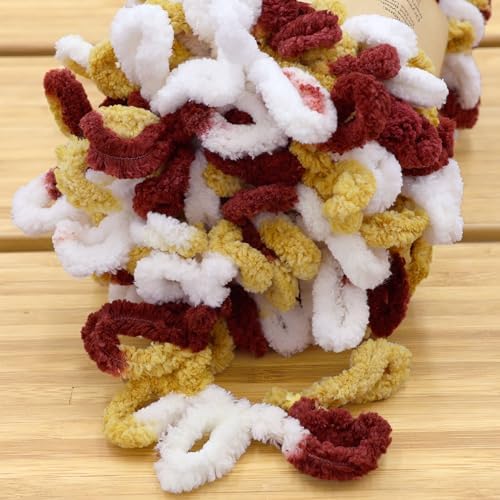 JubileeYarn Fun Finger Loops Yarn - Maroon Gold White - 5 Skeins - Image 3
