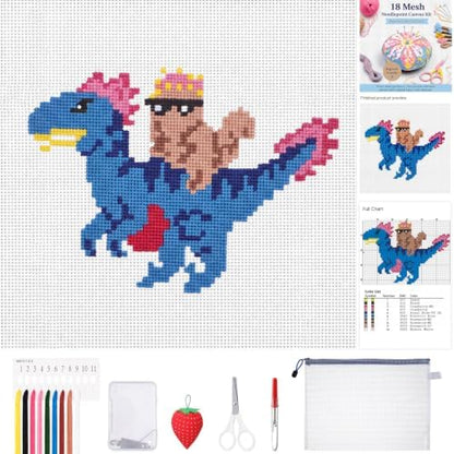 XunYee 18 Mesh Needlepoint Canva for Beginner, Dinosaur by XunYee