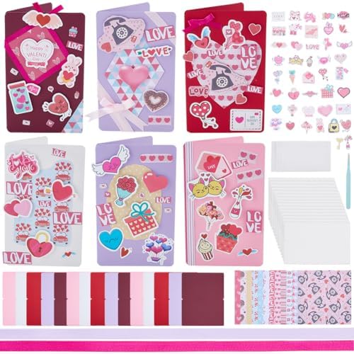 WEBEEDY 15 Sets Valentines's Day Card Making Kits Complete DIY Greeting Card Sets with Blank Cards, Stickers, Envelopes for Beginners Birthday Christmas Valentines's Day Invitation Paper Craft Gift by WEBEEDY