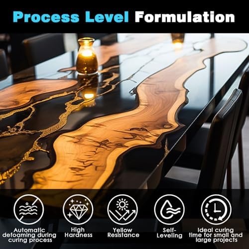ResinAngel 1 Gallon Epoxy Resin Kit with Pump,1:1 Mixing Crystal Clear,Self-Leveling,Non-Yellowing for River Tables,Countertop,Woodworking,Flower Preservation - Image 2