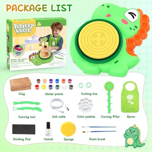 Pottery Wheel for Kids, Dino Craft Kit Arts and Crafts for Kids Ages 6-12 - Image 2