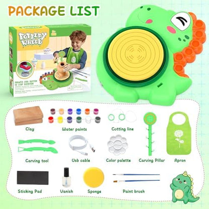 Pottery Wheel for Kids, Dino Craft Kit Arts and Crafts for Kids Ages 6-12 - Image 2
