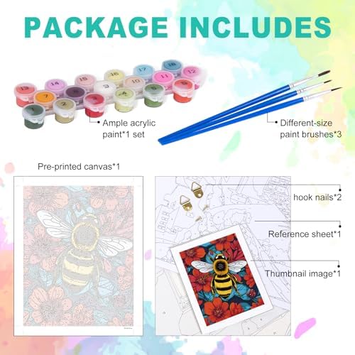 GEEHEIY Paint by Numbers Kit for Adults, Bee Number Painting, 16 x 20 Inch - Image 4