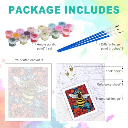 GEEHEIY Paint by Numbers Kit for Adults, Bee Number Painting, 16 x 20 Inch - Image 4
