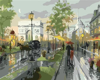 QUITEDEW Paint by Number for Adults,City Adult Paint by Number Kits,Arc de Triomphe Oil Painting Street Scenery Suitable for Home Wall Decoration 16x20 Inch by QUITEDEW