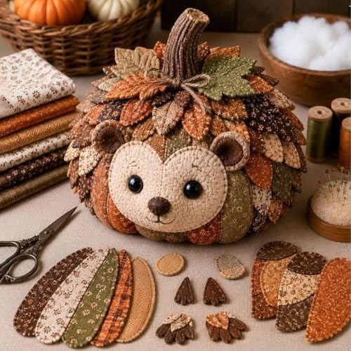 2PCS DIY Animal Pumpkin Sewing Kit - Autumn Fabric Animal Pumpkin Craft Set for Adults Beginners - Thanksgiving Handmade Fall Patchwork Craft Kit for Holiday Decor - Image 2