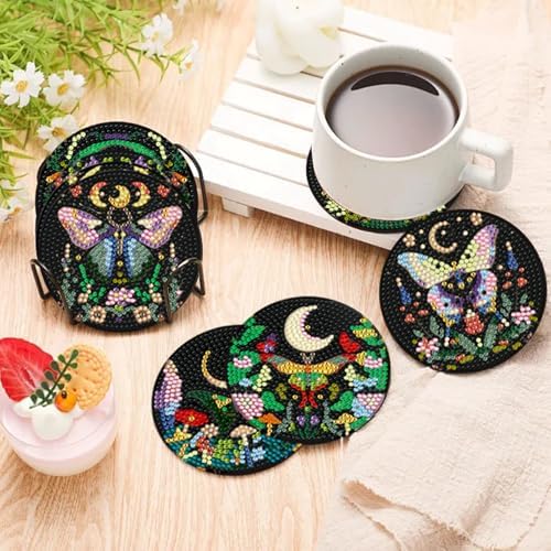 EWJRNSF 10 PCS Butterfly Diamond Art Coasters Kit with Holder for Adults - Image 6