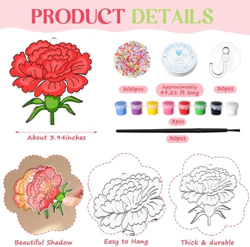 Dunzoom 30 Set Flower Suncatcher Kit Spring DIY Paint Craft Sun Catcher - Image 2