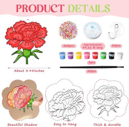 Dunzoom 30 Set Flower Suncatcher Kit Spring DIY Paint Craft Sun Catcher - Image 2