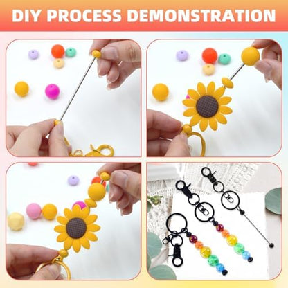 48 Pcs Beadable Keychains Bars bulk - 24 Black DIY Metal Beaded Keychain Making Kit + 24 Bags Included, Bead Keychain Supplies,Blank Key Chain, Perfect for Women, Men, Mother's Day, Birthday Gift - Image 4