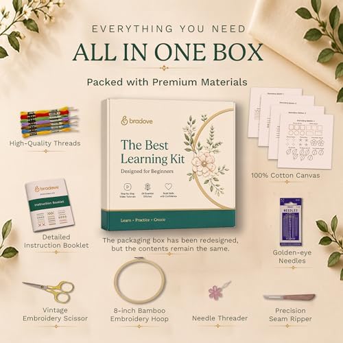Bradove Classic Embroidery Learning Kit for Adults and Kids - Image 3