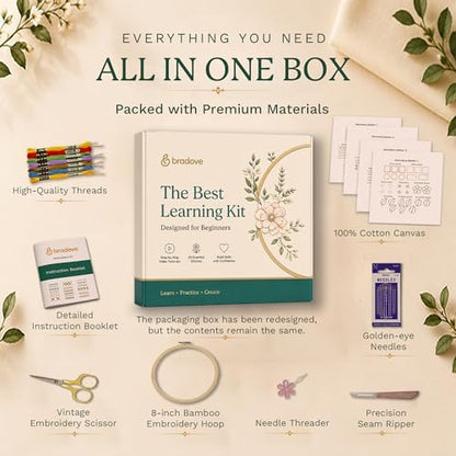 Bradove Classic Embroidery Learning Kit for Adults and Kids - Image 3