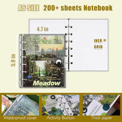 Scrapbooking Supplies Kit, A6 Grid Notebook, Vintage Junk Journaling Kit - Image 4