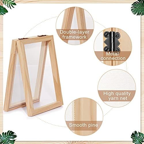 Honoson 3 Size Wooden Paper Making Screen Paper Making Mould and Frame Kit for DIY Craft(A6, A5, A4) - Image 3