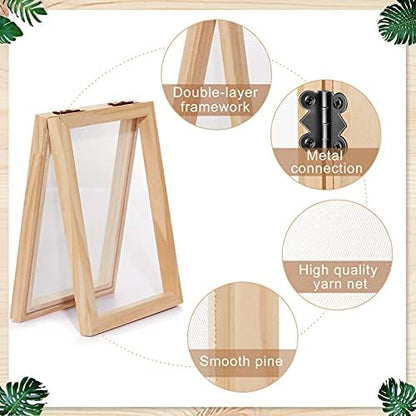 Honoson 3 Size Wooden Paper Making Screen Paper Making Mould and Frame Kit for DIY Craft(A6, A5, A4) - Image 3