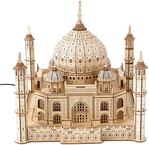 3D Wooden Puzzles for Adults 388pcs LED Light Taj Mahal Castle DIY Wooden Assembly Kit for Teens Home Decor - Image 2