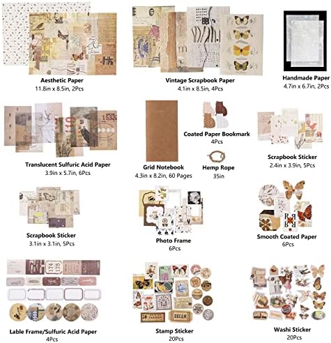 JOYCHOIC Vintage Scrapbooking Supplies Aesthetic Journaling Kit, Scrapbook Large Collection for Bullet Junk Journal, Arts Craft Collage, Beginners, Ephemera - Image 4