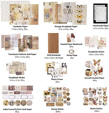 JOYCHOIC Vintage Scrapbooking Supplies Aesthetic Journaling Kit, Scrapbook Large Collection for Bullet Junk Journal, Arts Craft Collage, Beginners, Ephemera - Image 4