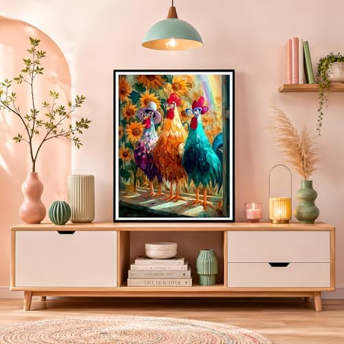 NXIKYO Chicken Paint by Numbers Kit for Adults Beginner, Three Roosters Adult Paint by Number Kits on Canvas, DIY Acrylic Oil Easy Painting by Numbers for Home Wall Decor 16 X 20 inch (Without Frame) - Image 7