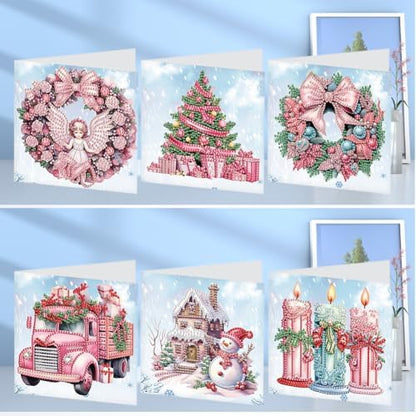 Diamond Art Christmas Cards Kit, 6PCS DIY Diamond Painting Christmas Cards with Envelopes, 5D Diamond Dot Greeting Cards for Adults, Xmas Card for Holiday Crafting Gifts (Christmas Elements) - Image 2