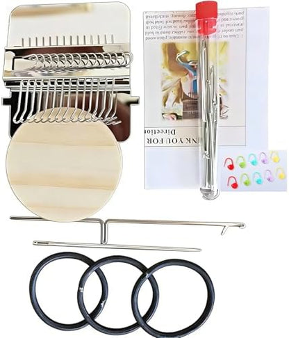 Complete Darning Loom Kit for Clothes Repair & Mini Weaving | Includes Wooden Loom, 14 Needles, Elastic Bands, Stitch Markers | Portable Sewing/Mending Tool for Socks, Sweaters by Unknown