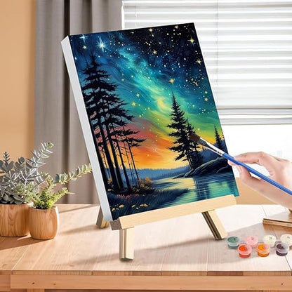 Starry Sky Paint by Numbers for Adults with Framed Canvas - Wooden Easel - Image 3