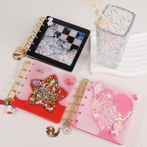 DIY Resin Shaker Journal Kit Star - Complete Set with Square Notebook Molds, Binder Refills - Image 4