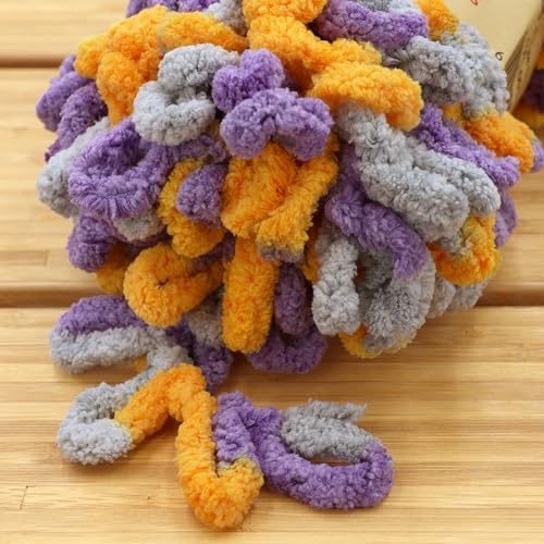 JubileeYarn Fun Finger Loops Yarn - Purple Grey Yellow - 5 Skeins - Image 3