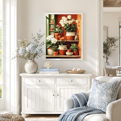 NXIKYO Plant Paint by Numbers Kit for Adults Beginner, Plants Shelves Adult Paint by Number Kits on Canvas, DIY Acrylic Oil Easy Painting by Numbers for Home Wall Decor 16 X 20 inch (Without Frame) - Image 4