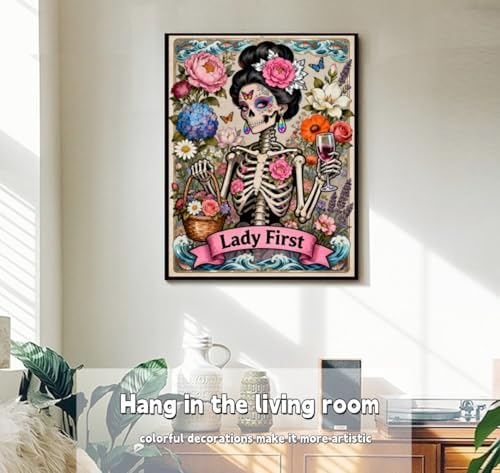 ACANDYL Halloween Paint by Numbers Kit for Adults Beginner Skull DIY Painting Kits for Adults Beauty Easy Adult Paint by Number Kits on Canvas Color by Numbers for Gifts Home Wall Decor 16x20 Inch - Image 2