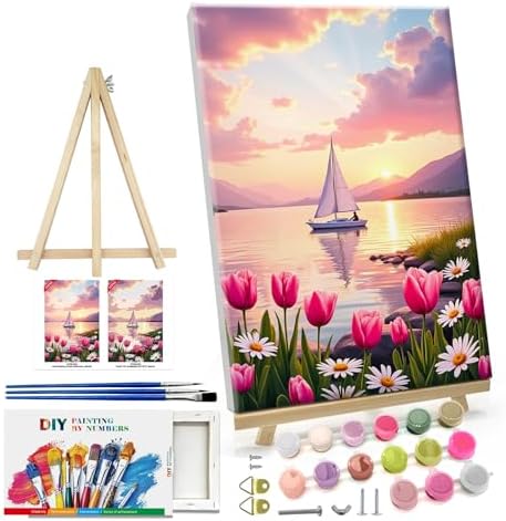 ATDMS Paint by Numbers Kit for Adults, Flowers Paint by Number with Frame by ATDMSDIY