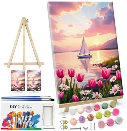 ATDMS Paint by Numbers Kit for Adults, Flowers Paint by Number with Frame by ATDMSDIY