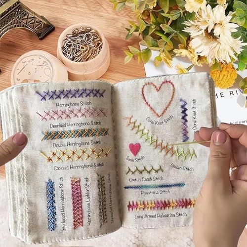 CGHABNJEQ 86-Piece Embroidery Stitch for Adults & DIY Craft Lovers, Complete DIY Sewing Set for Beginners, Fabric Pages with Floral Motifs, Portable Crafting Tool, Creative Gift - Image 5