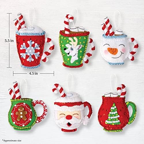 Bucilla Felt Applique 6 Piece Ornament Making Kit, Cozy Christmas, Perfect for DIY Arts and Crafts, 89639E - Image 2