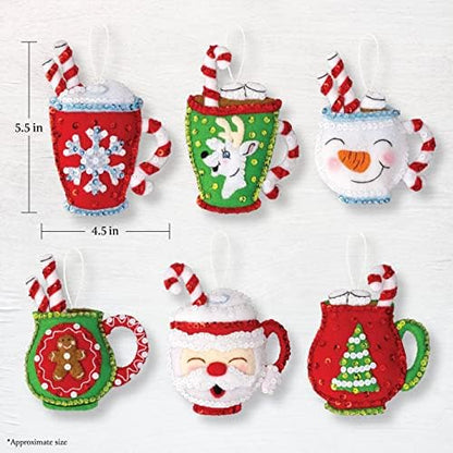 Bucilla Felt Applique 6 Piece Ornament Making Kit, Cozy Christmas, Perfect for DIY Arts and Crafts, 89639E - Image 2