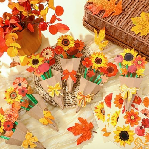 Motipuns 24 Set Sunflower Thanksgiving DIY Bouquet Craft Kit Fall Gifts - Image 2