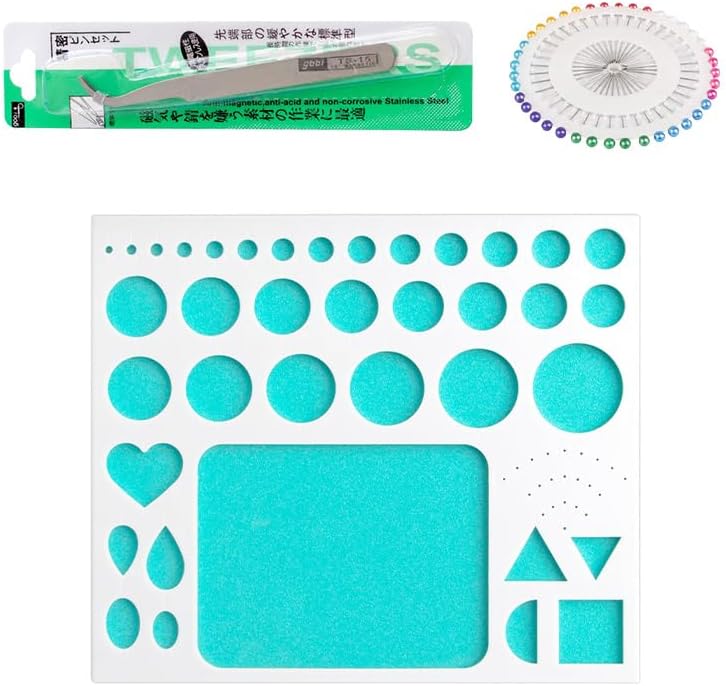 Saijoyz Quilling Template Kit with Colored Pins and Tweezers, Corkboard and Plastic, for Beginners, Students, and Teachers by Unknown