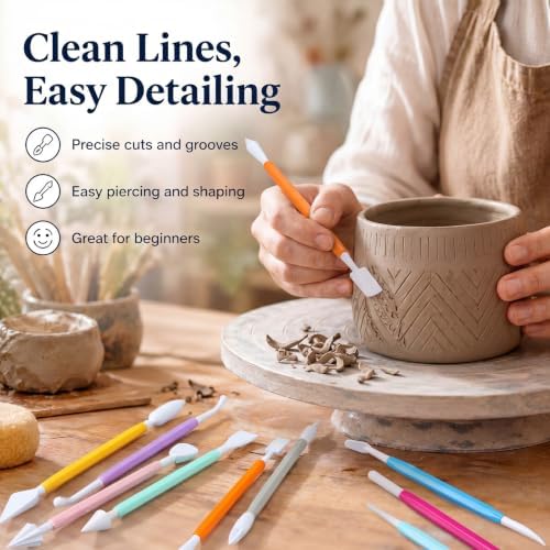 Ferrochef 10 Set 90 Pcs Clay Tools, Plastic Sculpting Tools, Colorful Style - Image 5