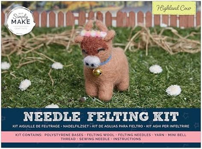 Simply Make Needle Felting Kit, Highland Cow, Needle Felting Kit with Felting Needles and Felting Wool, Ideal Needle Felting Kits for Beginners, Fun DIY Craft Kit by Simply+MAKE