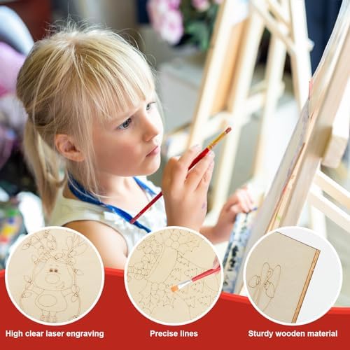 COCHIE 10 Pieces Large Christmas Unfinished Wood Crafts to Paint for Adults, Bulk Winter Predrilled Wooden Ornaments for Painting, Xmas Tree Truck Paintable Wood Slices Craft Supplies - Image 3