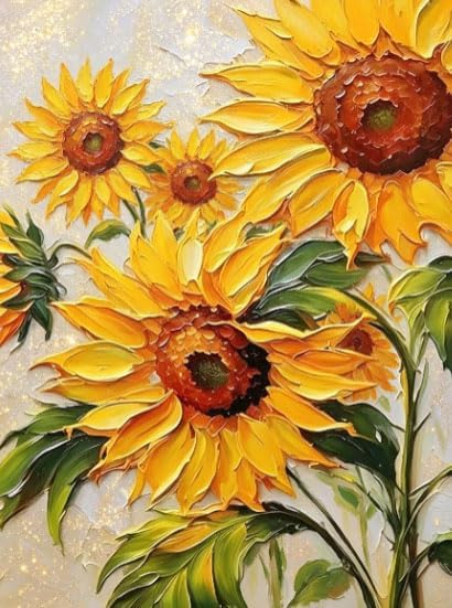 Thick Texture Sunflowers Paint by Numbers Kit for Adults Beginner 24colors 16x20 inch Framed by Unknown