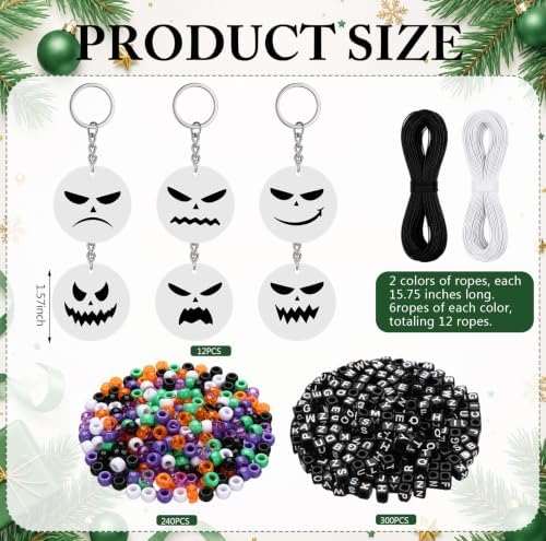Landical 564 Pcs Halloween Gothic Keychain Making Kit DIY Name Bead Craft - Image 2