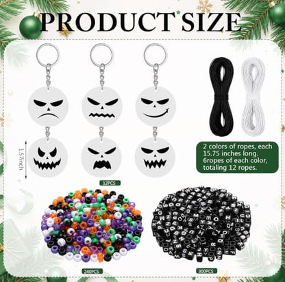 Landical 564 Pcs Halloween Gothic Keychain Making Kit DIY Name Bead Craft - Image 2