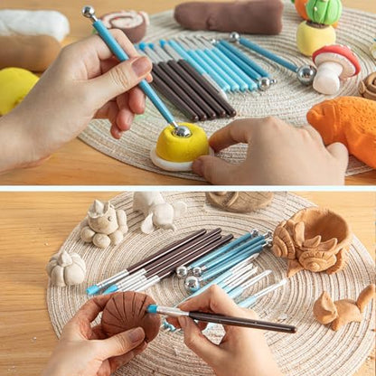 EUOCENK 14PCS Silicone Clay Sculpting Tool, Ball Stylus Clay Tools, Clay Shaper Brushes for Modeling, Dotting, Polymer Clay, Pottery Crafts, Nail Art, Rock, Blending, Drawing, Air Dry Clay, Ceramics - Image 2
