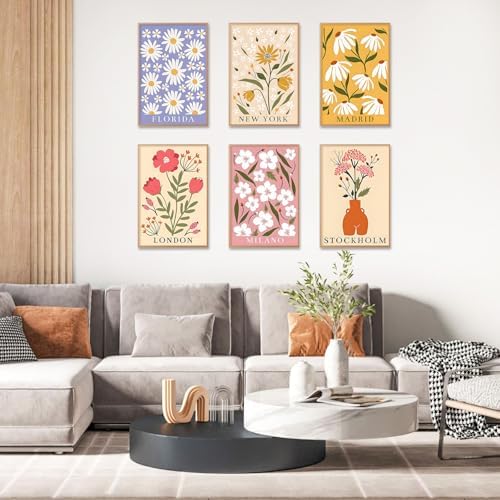 6 Pack Paint by Numbers Kit for Adults, Simple Flowers Adult Paint by Number Kits on Canvas Without Frame for Beginner, Floral Easy Acrylic Oil Painting by Numbers Kits for Home Decor 8 x 12 Inch - Image 2