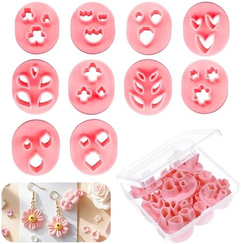 JJUNW 10 Pcs Mini Polymer Clay Cutters, Floral Leaf Shapes Polymer Clay Molds Polymer Clay Earring Cutters, Polymer Clay Kit for DIY Tools Jewelry Earrings Making by Unknown