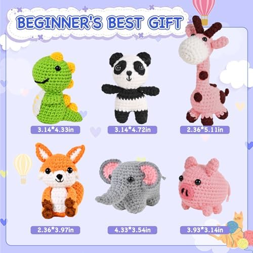 Wunila Crochet Kit for Beginners Adults, 6pcs Animal Crochet Starter Kit - Image 2