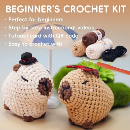 Crochet Kit for Beginners, Capybara Animal Kits for Adults, Amigurumi Set - Image 6