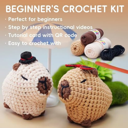 Crochet Kit for Beginners, Capybara Animal Kits for Adults, Amigurumi Set - Image 6