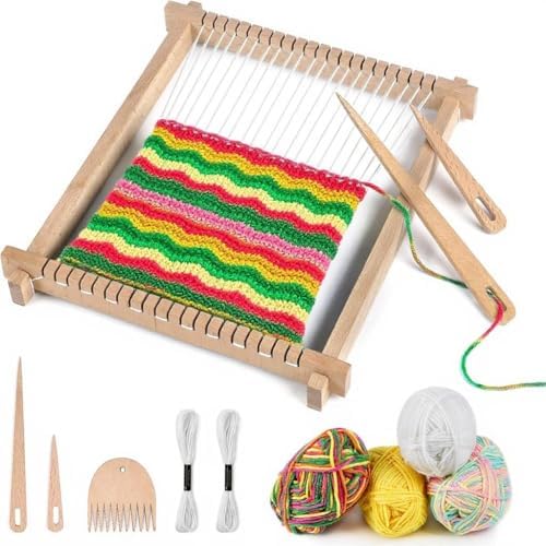 adorbox Weaving Loom, Wooden Weaving Loom for Kids Adults, 9x11inch Handmade Knitting Loom for Beginners Adults Kids with Yarn Rods Combs Shuttles Rubber Bands and Instructions by adorbox